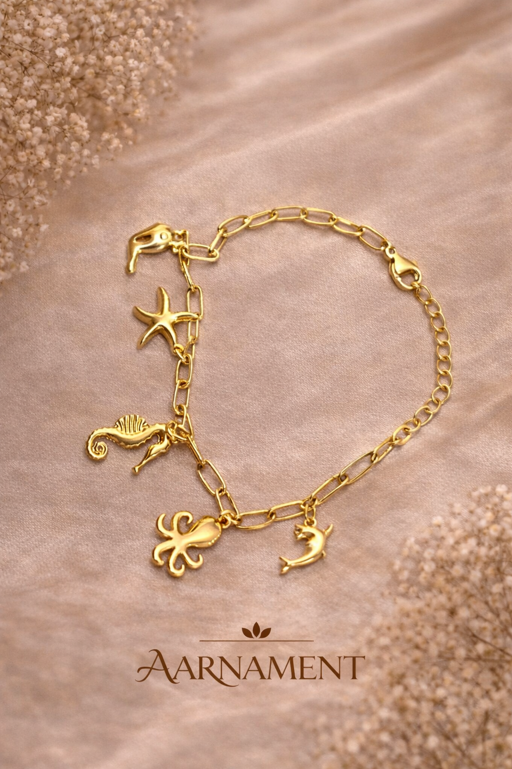 Gold Star and Moon Charm Bracelet