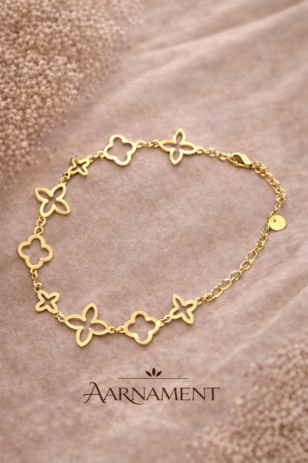 Gold Clover and Star Chain Bracelet