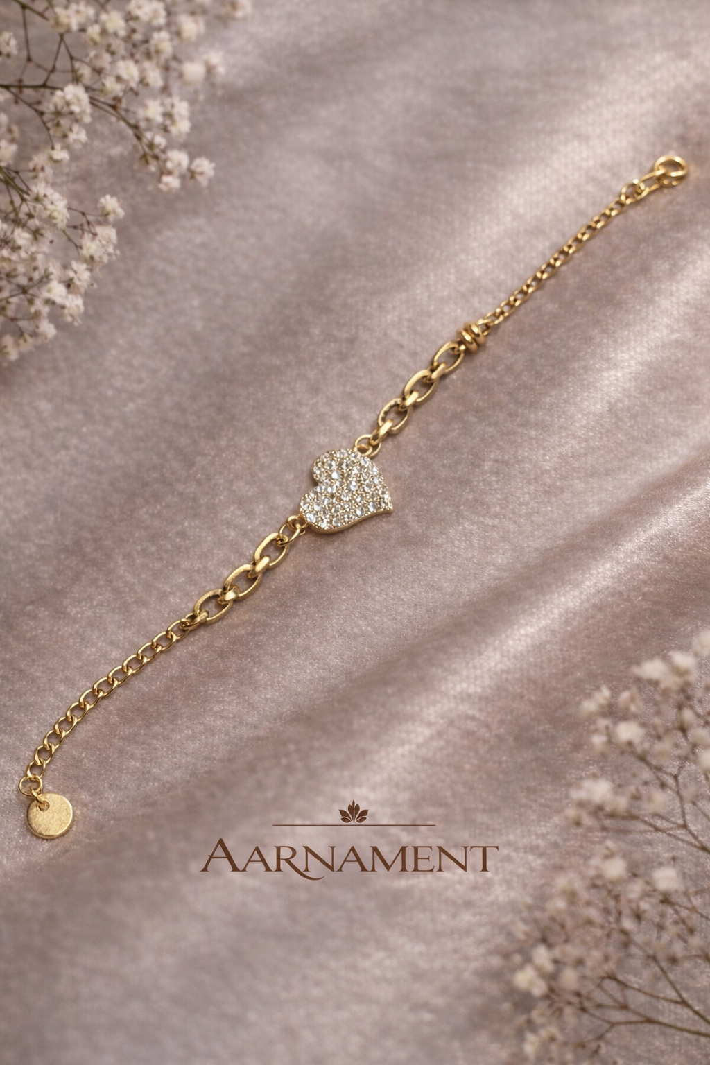 Gold Heart Charm Chain Bracelet