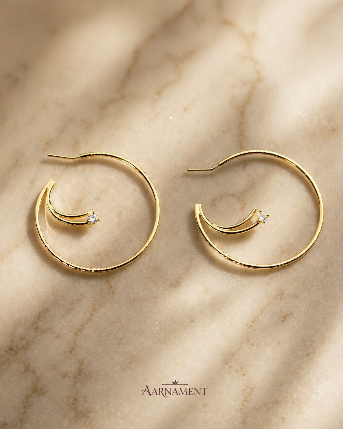 Crescent Moon Hoop Earrings