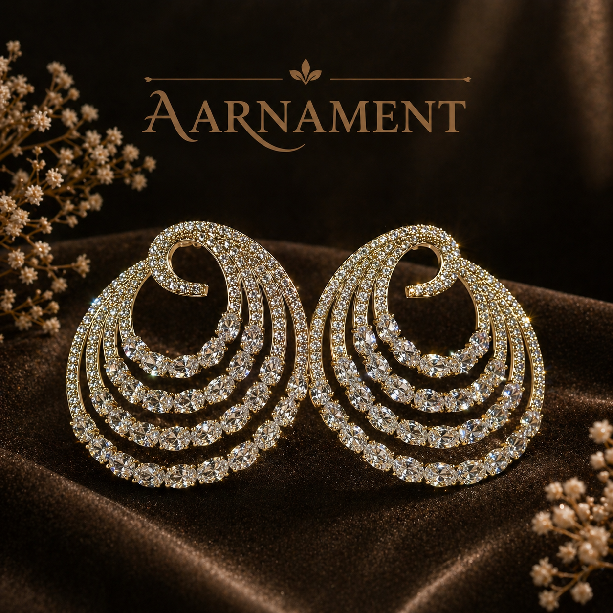 Spiral Crystal Statement Earrings