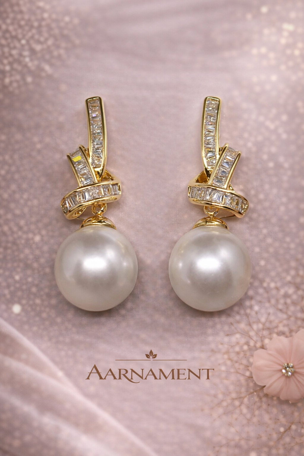 Pearl Crystal Drop Earrings