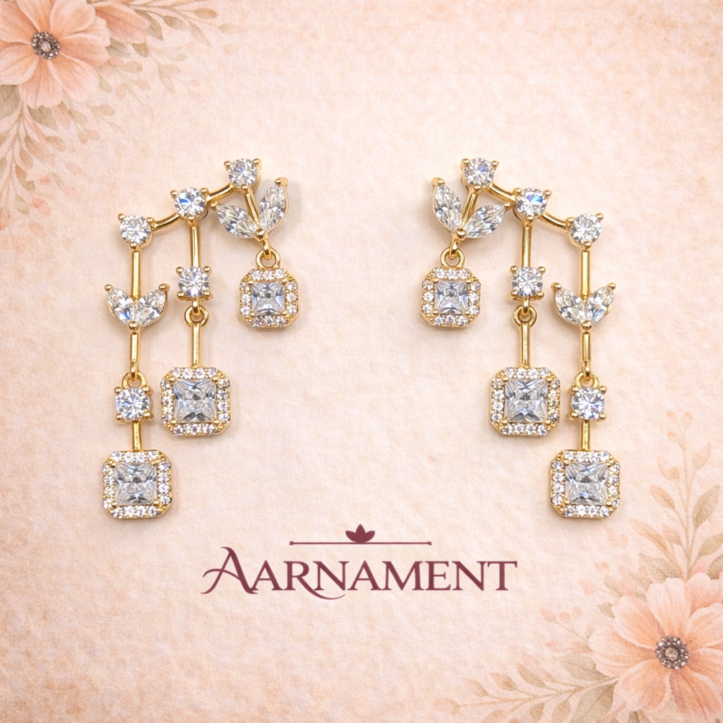 Geometric Crystal Drop Earrings