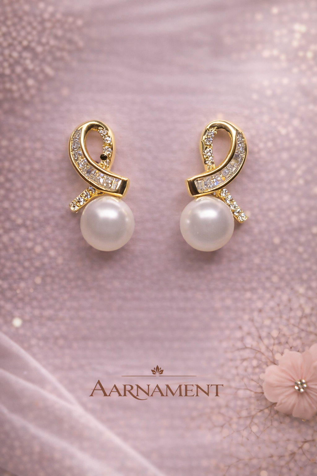 Pearl Bow Drop Earrings
