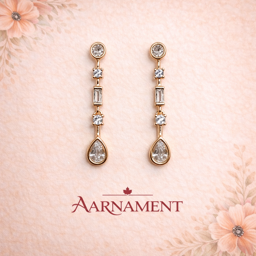 Linear Crystal Drop Earrings