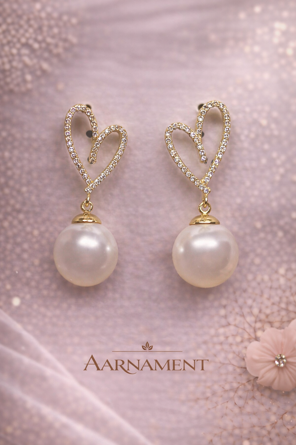 Pearl Heart Drop Earrings