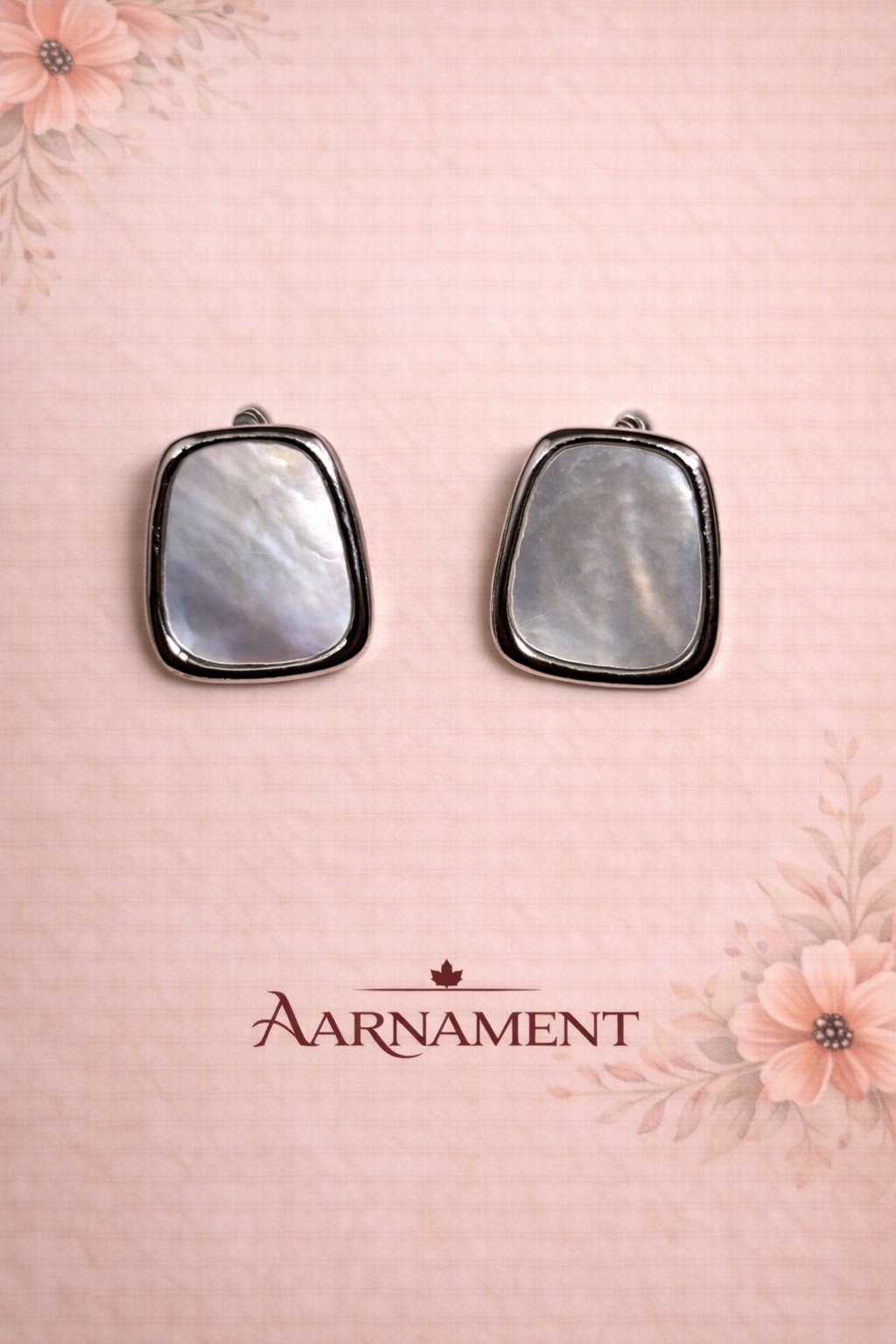 Black Mother of Pearl Square Stud Earrings