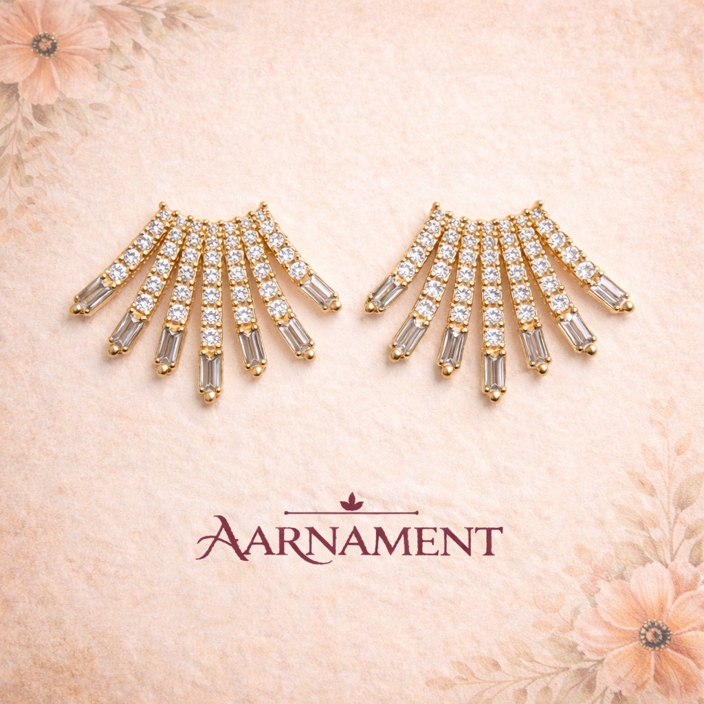 Crystal Fan Climber Earrings