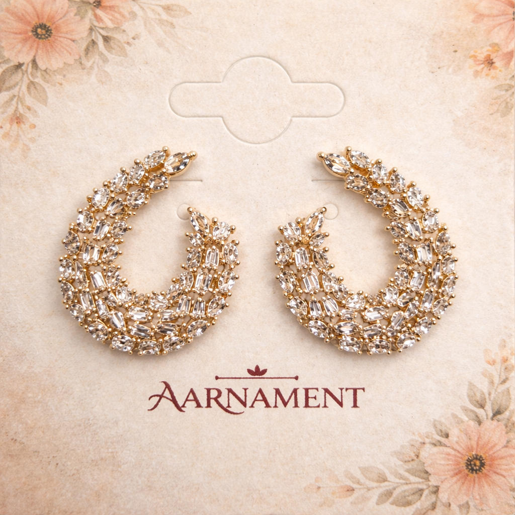 Crystal Crescent Hoop Earrings II