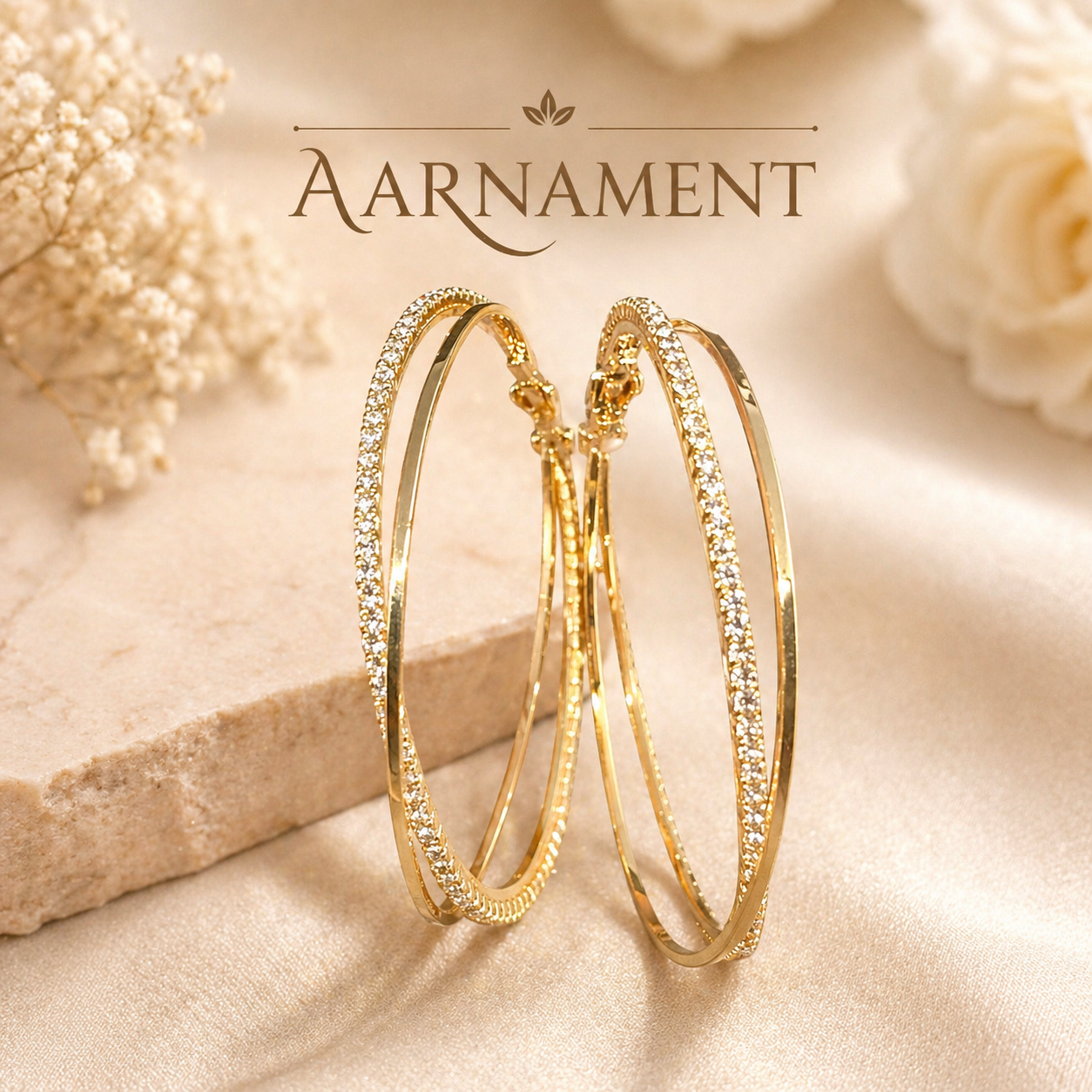 Double Layer Crystal Hoop Earrings
