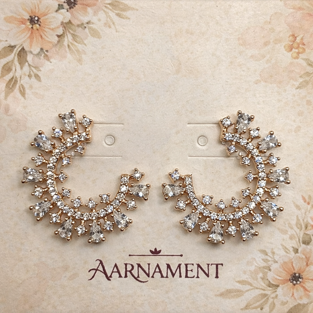 Crystal Crescent Hoop Earrings