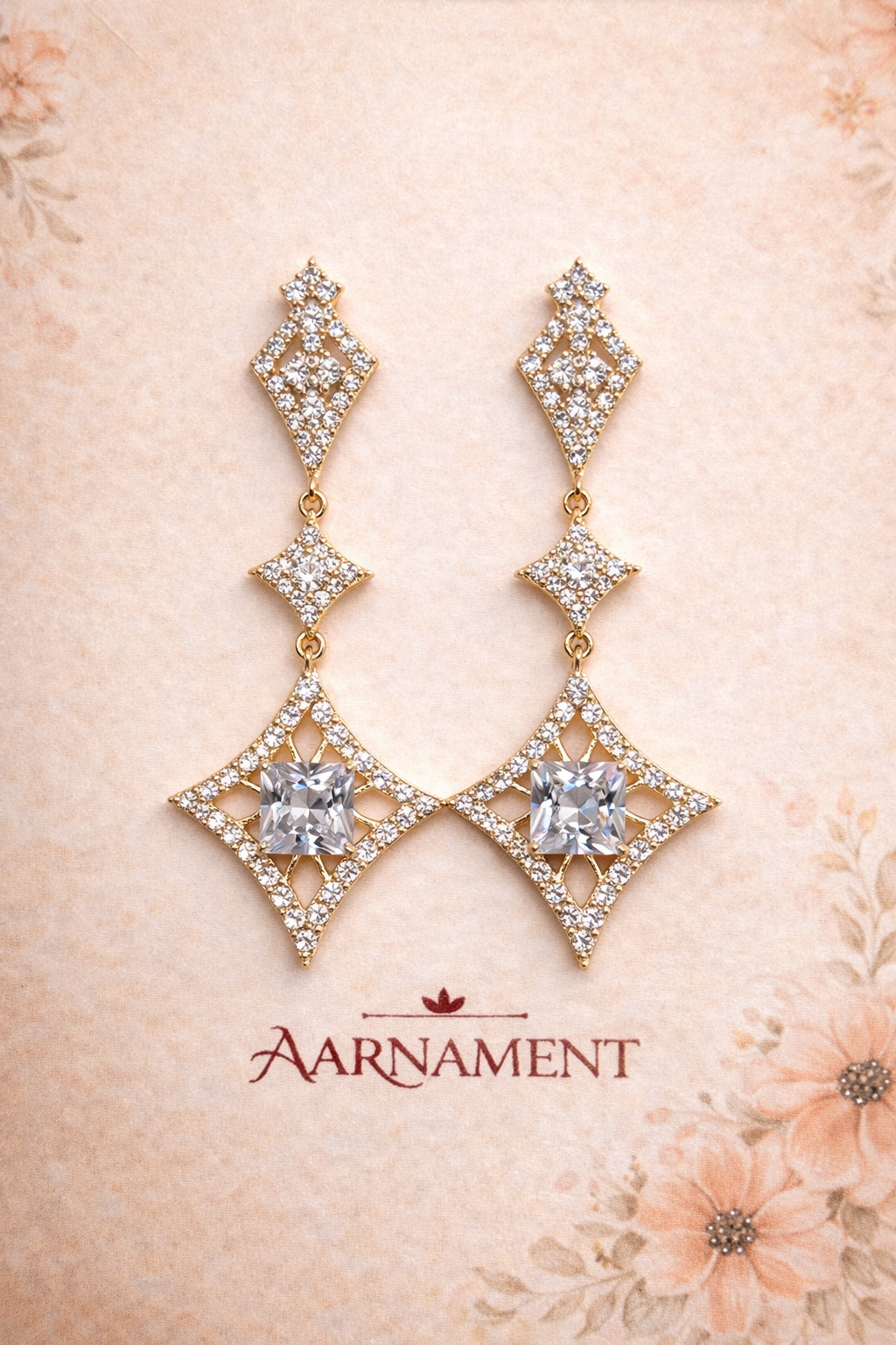 Crystal Diamond Drop Earrings