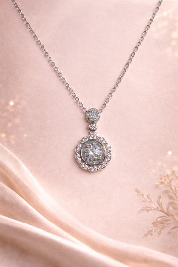 Vintage Halo Crystal Pendant Necklace