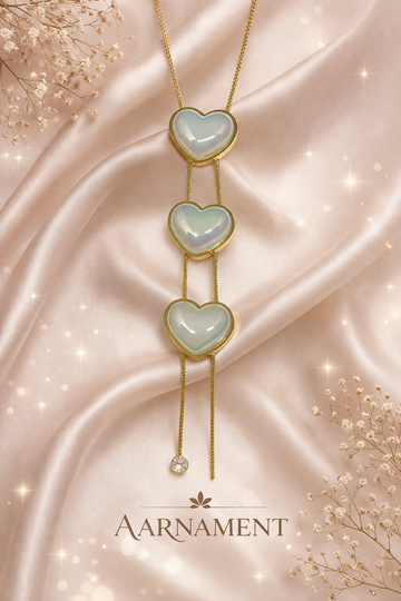 Triple Mother of Pearl Heart Necklace