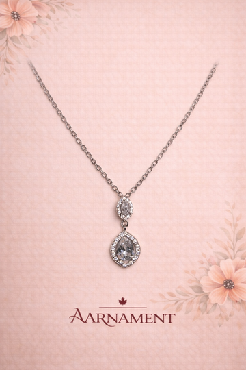 Vintage Silver Crystal Pendant Necklace