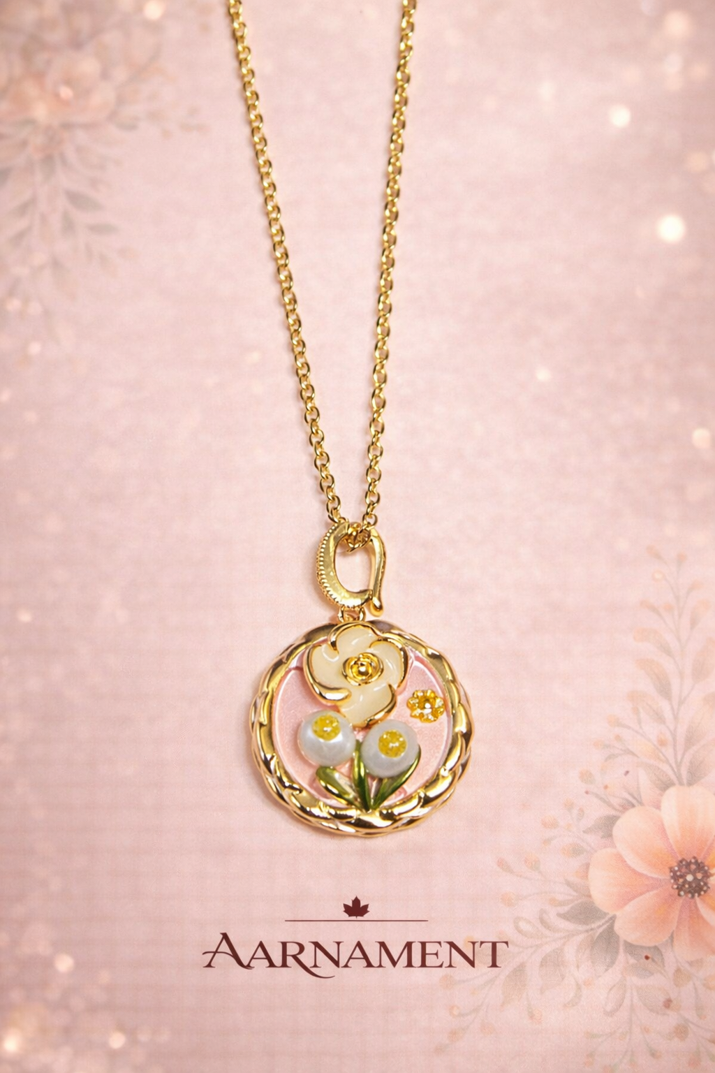Golden Bloom Medallion Necklace