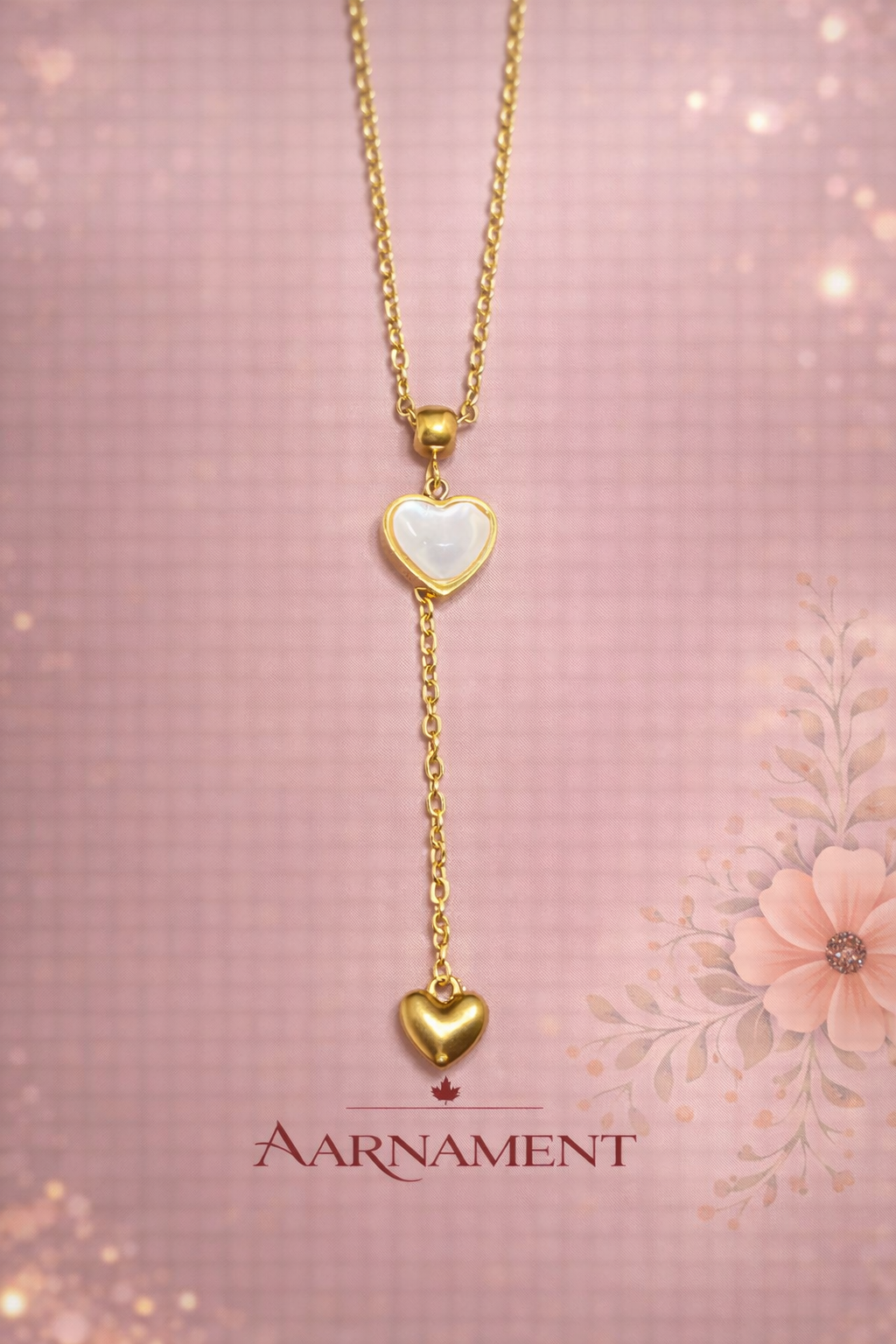 Golden Heart Lariat Necklace