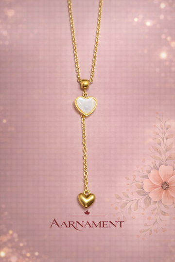 Golden Heart Lariat Necklace