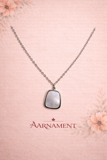 Minimalist Silver Stone Pendant Necklace