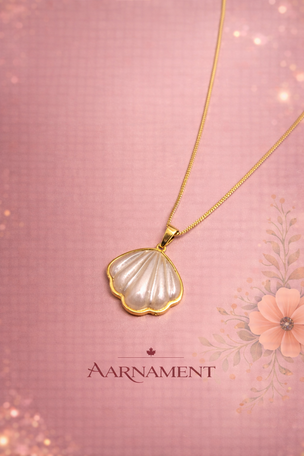 Golden Seashell Pendant Necklace