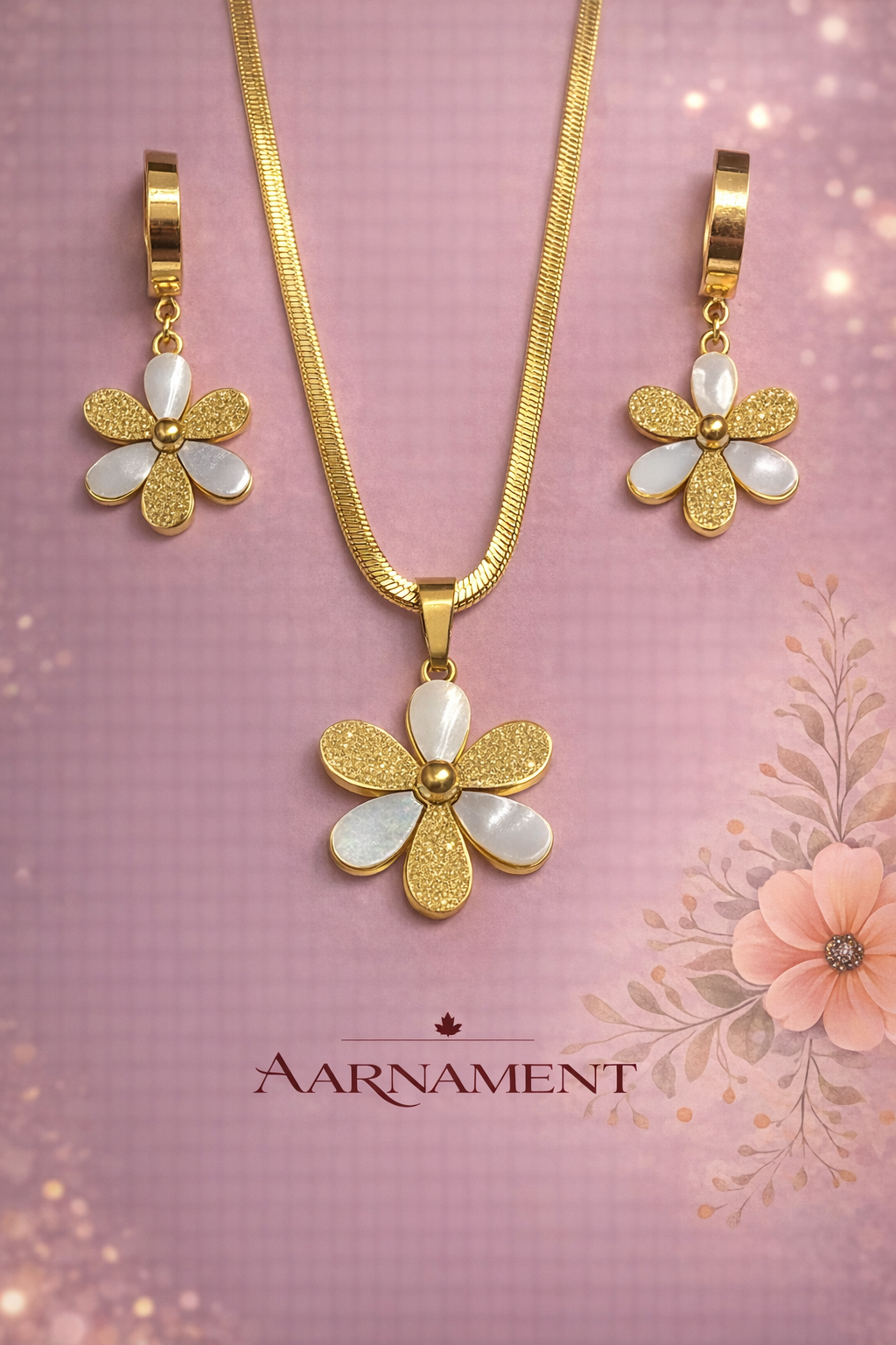 Floral Pearl Necklace Set